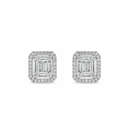 18k White Gold Diamond Earrings // New