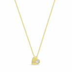 18k Yellow Gold Diamond Heart Necklace // 16" // New