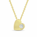 18k Yellow Gold Diamond Heart Necklace // 16" // New