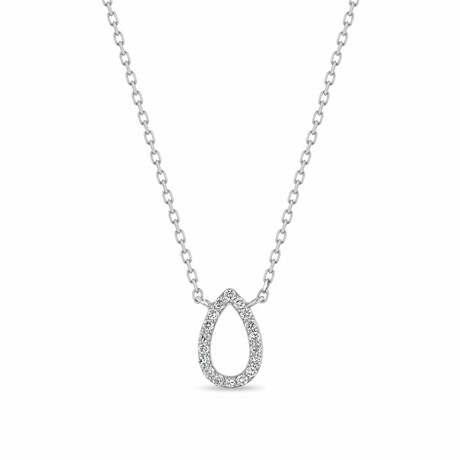 18k White Gold Pear Diamond Necklace // 16" // New