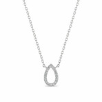 18k White Gold Pear Diamond Necklace // 16" // New