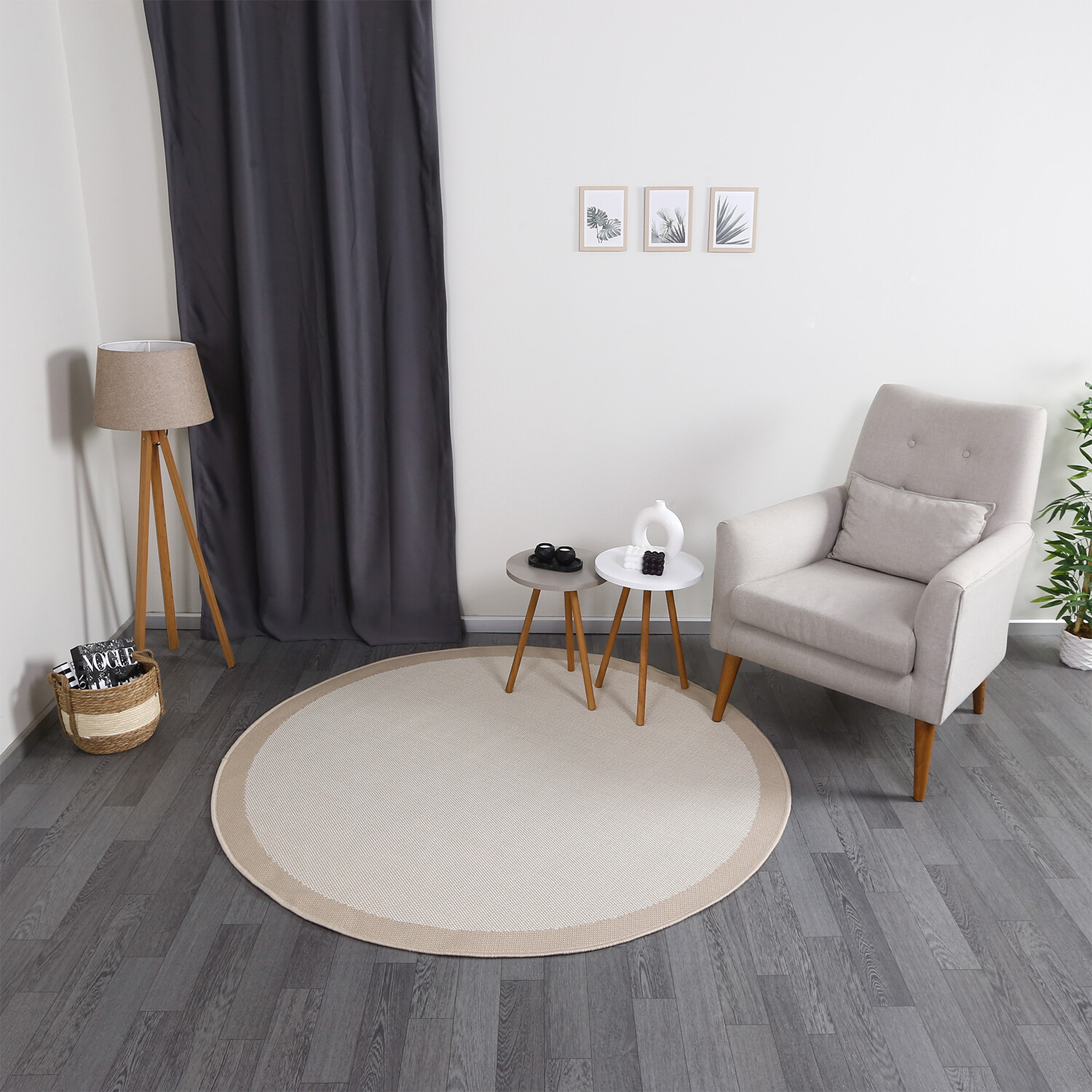 Jute Sisal Round Rug // Beige (3.9' x 3.9') Versatile Turkish Rugs