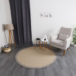 Jute Sisal Round Rug // Beige + Brown (3.9' x 3.9')