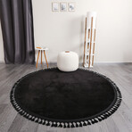Round Tassel Rug // Black (3.9' x 3.9')