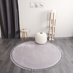 Round Tassel Rug // Gray (3.9' x 3.9')
