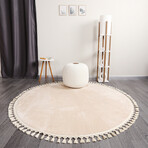 Round Tassel Rug // Cream (3.9' x 3.9')