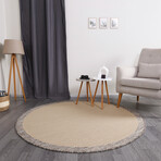 Jute Sisal Round Rug // Beige + Brown (3.9' x 3.9')
