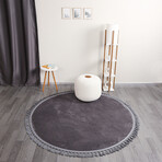 Round Tassel Rug // Anthracite (3.9' x 3.9')