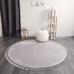 Round Tassel Rug // Gray (3.9' x 3.9')