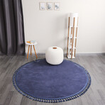 Round Tassel Rug // Indigo (3.9' x 3.9')