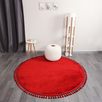 Round Tassel Rug // Red (3.9' x 3.9')