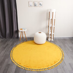 Round Tassel Rug // Mustard (3.9' x 3.9')