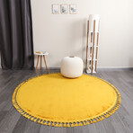 Round Tassel Rug // Mustard (3.9' x 3.9')