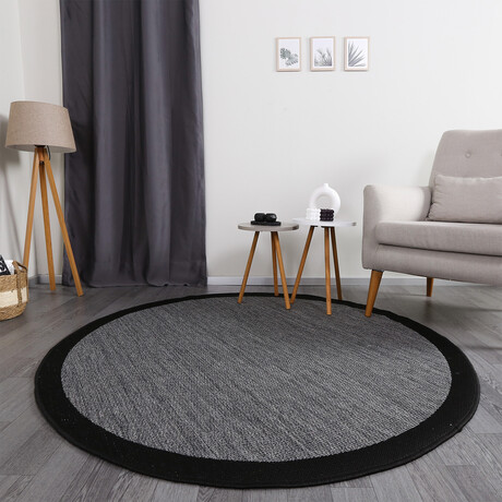 Jute Sisal Round Rug // Smoked Black (3.9' x 3.9')