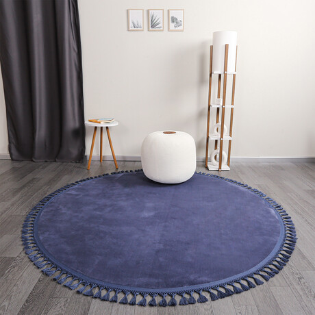 Round Tassel Rug // Indigo (3.9' x 3.9')