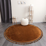 Round Tassel Rug // Brown (3.9' x 3.9')