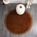 Round Tassel Rug // Brown (3.9' x 3.9')