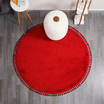 Round Tassel Rug // Red (3.9' x 3.9')