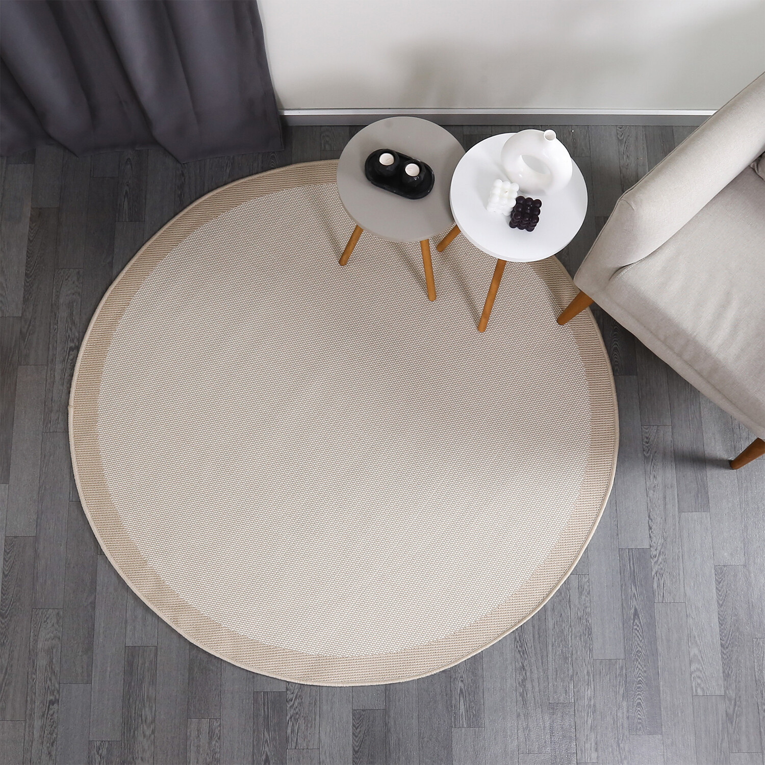 Jute Sisal Round Rug // Beige (3.9' x 3.9') Versatile Turkish Rugs