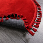 Round Tassel Rug // Red (3.9' x 3.9')