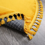 Round Tassel Rug // Mustard (3.9' x 3.9')
