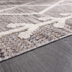 Halıstores Scandinavian Patterned Decorative Rug // Brown + White // 4.9' x 7.6'