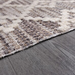 Halıstores Scandinavian Patterned Decorative Rug // Brown + Beige // 4.9' x 7.6'