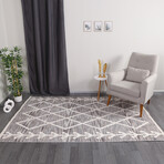 Halıstores Scandinavian Patterned Decorative Rug // Brown + White // 4.9' x 7.6'