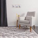 Halıstores Scandinavian Patterned Decorative Rug // Brown + White // 4.9' x 7.6'