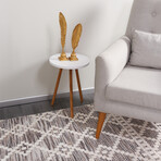 Halıstores Scandinavian Patterned Decorative Rug // Brown + Beige // 4.9' x 7.6'