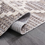 Halıstores Scandinavian Patterned Decorative Rug // Brown + Beige // 4.9' x 7.6'