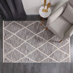 Halıstores Scandinavian Patterned Decorative Rug // Brown // 4.9' x 7.6'