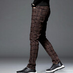 Plaid Chino Pants // Brown (33)