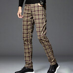 Plaid Chino Pants // Cream, Brown (31)