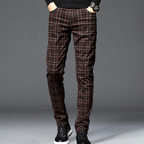 Plaid Chino Pants // Brown (30WX40L)