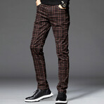 Plaid Chino Pants // Brown (33)