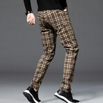 Plaid Chino Pants // Cream, Brown (28)