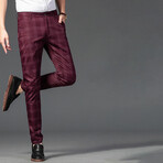 Plaid Chino Pants // Style 2 // Burgandy (33)