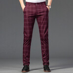 Plaid Chino Pants // Style 2 // Burgandy (34)