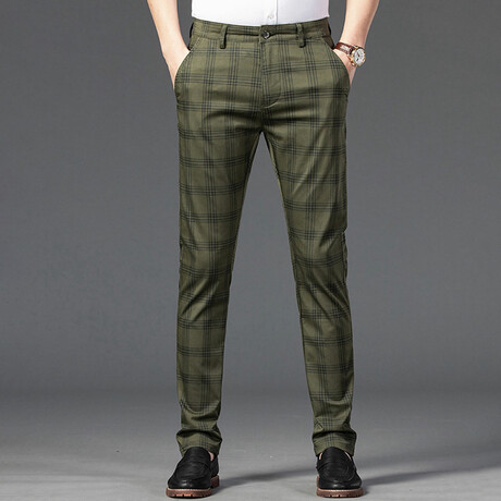 Plaid Chino Pants // Style 2 // Green (30)