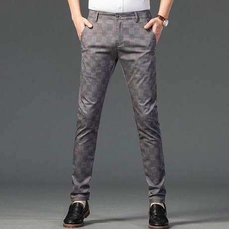 Plaid Chino Pants // Gray (33)