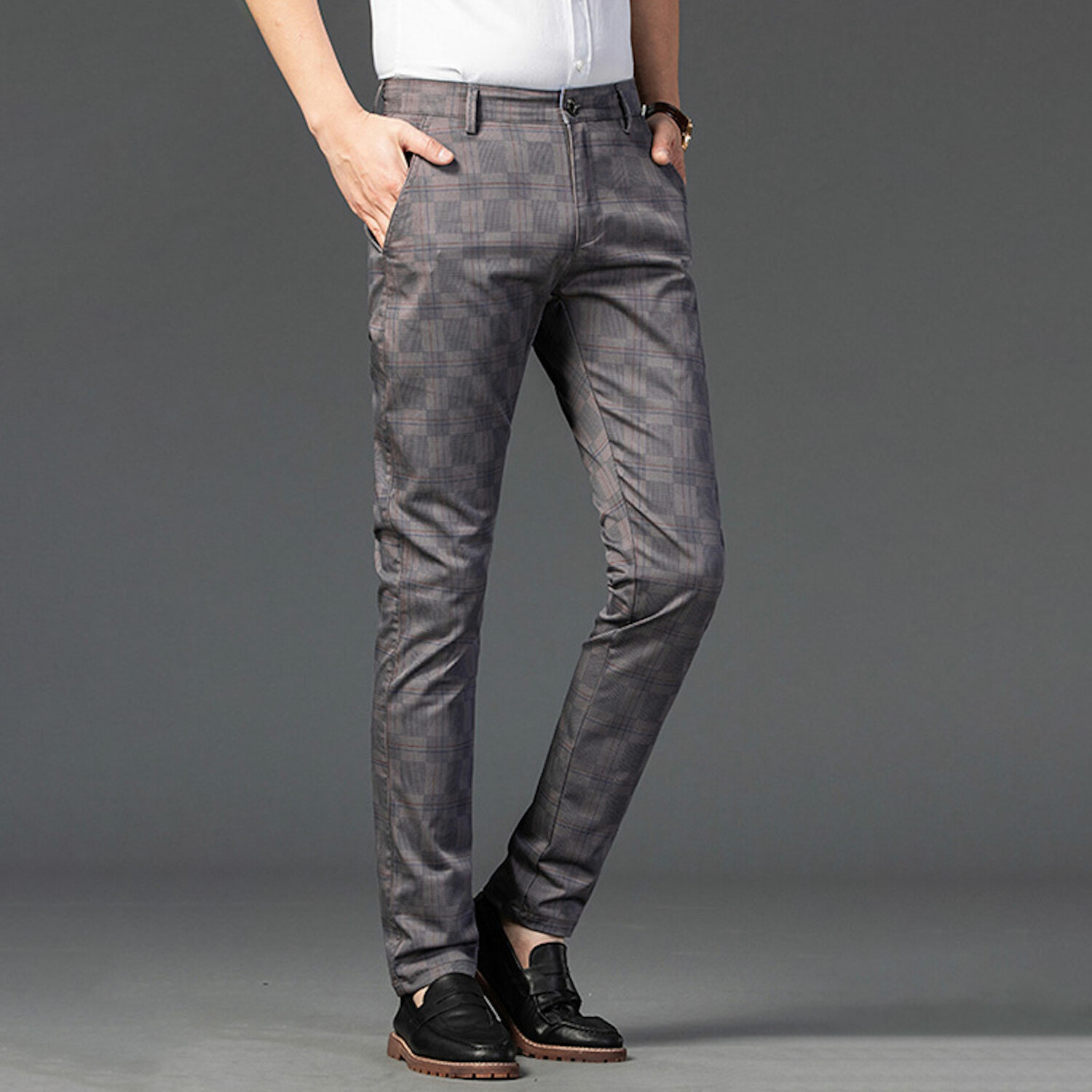 Plaid Chino Pants // Style 1 // Gray (38) - Celino Chino Pants - Touch ...
