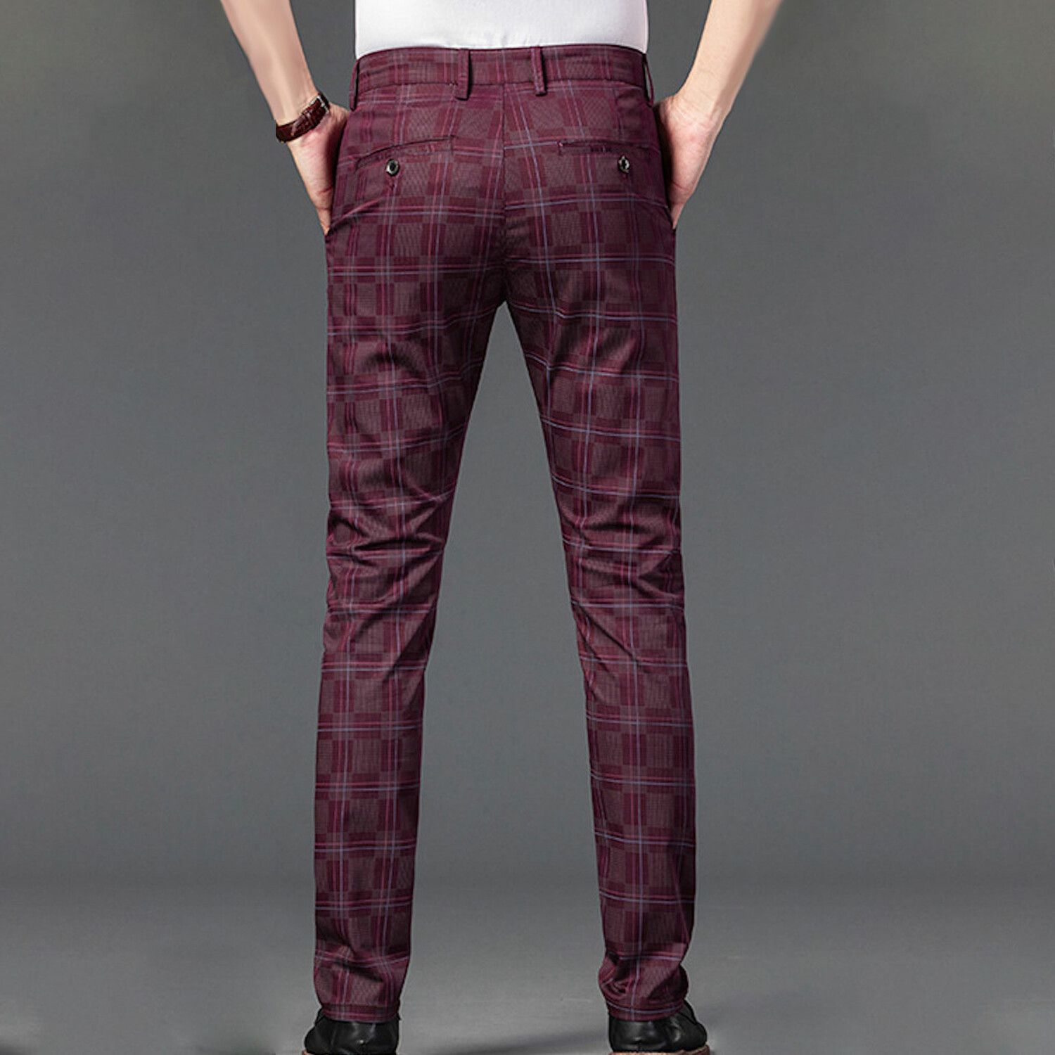 Plaid Chino Pants // Style 1 // Burgundy (38) - Celino Chino Pants ...