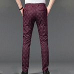 Plaid Chino Pants // Style 1 // Burgandy (30)