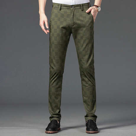 Plaid Chino Pants // Style 1 // Green (30WX40L)