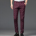 Plaid Chino Pants // Style 1 // Burgandy (31)