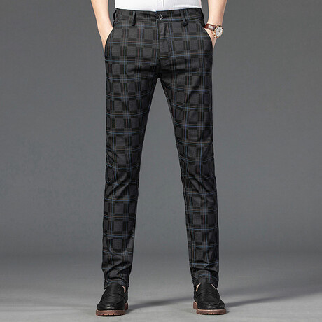 Plaid Chino Pants // Style 2 // Black (34)