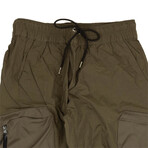 High Shrunk Nylon Cargo Pants // Olive Green (XS)