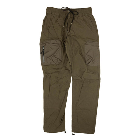 High Shrunk Nylon Cargo Pants // Olive Green (XS)