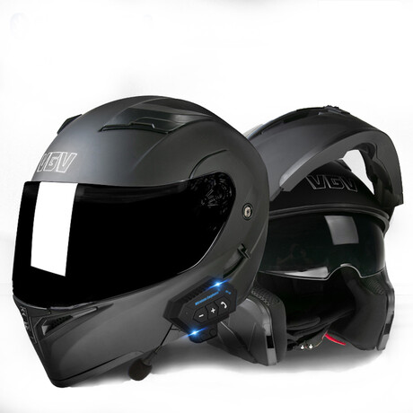 Bluetooth Motorcycle Helmet // Black Visor // Black (M)